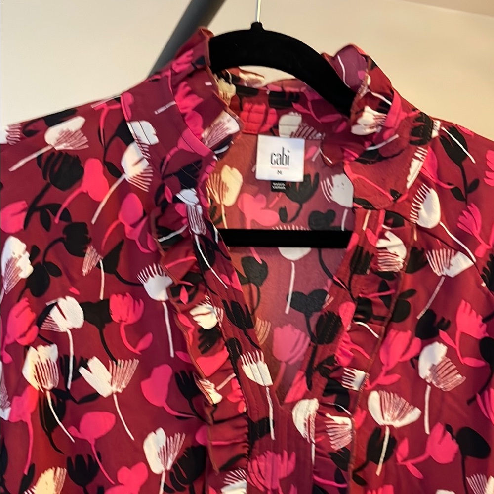 Cabi Floral Ruffle Blouse